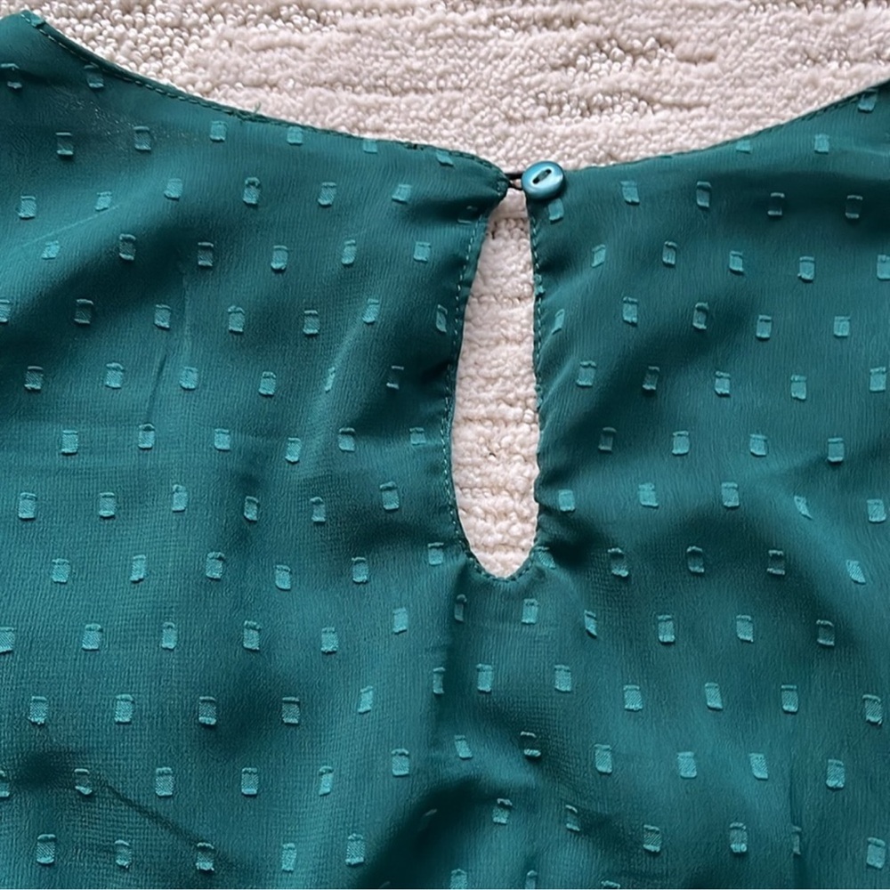 Japna Green Flowy Long Sleeve Mini Dress w Blended Polka Dot size small - Picture 14 of 15